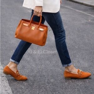 Parrotto Italian Suede Loafers Orange Gold Horsebit EU 40 US 9.5 New In Box